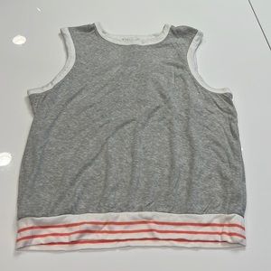 Pj salvage gray tank with stripe detail on bottom